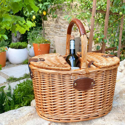Cestino Portabottiglie In Rattan Bianco 40x30x30 Cm - Realizzato A Mano In Vimini - Per 6 Bottiglie O Composizioni Floreali - Prodotto Naturale UE - 3