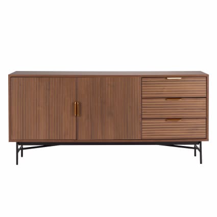 Credenza Moderna A 2 Ante E 3 Cassetti, Mobile Da Soggiorno Porta TV Buffet Da Cucina Cm 154x41h74 Colore Rovere Effetto Nodi E Antracite 85191691