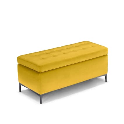 Canapé 2 places en velours côtelé jaune avec dossier ergonomique, pieds en métal et poche latérale