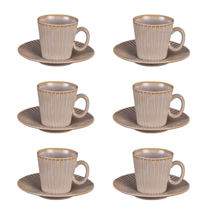 Coffret de 6 tasses à café avec sous tasses gris en porcelaine | Maisons du Monde