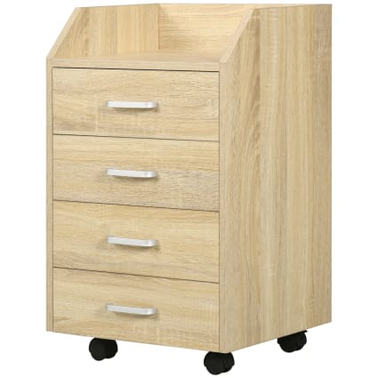 NOVA Cassettiera Professionale Con Rotelle 29,8x60x56 Cm - 3 Cassetti, Chiusura Centralizzata, Extra Sottile, Bianca