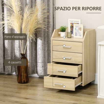 Il Numero 1 Del Risparmio-CASSETTIERA A ROTELLE DA UFFICIO SALVASPAZIO In Legno 41 X 39 X 58 Cm Nero