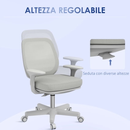 Vinsetto Sedia Da Ufficio Braccioli Ribaltabili E Altezza Regolabile 67x70x112 122 Cm Grigio~1aqigo69i4o00