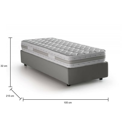 Letto singolo in tessuto grigio 90x200 cm-Aribal cropped-2