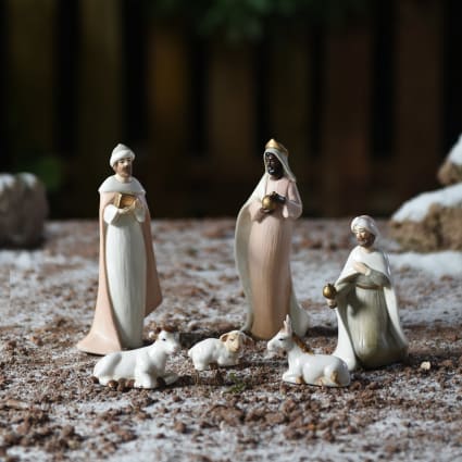 Lot de 11 Santons en Résine Crèche de Noël 25cm Multicolore