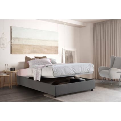 Letto piazza e mezza in tessuto grigio 120x200 cm-Andla cropped-5