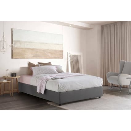 Letto piazza e mezza in tessuto grigio 120x200 cm-Andla cropped-4