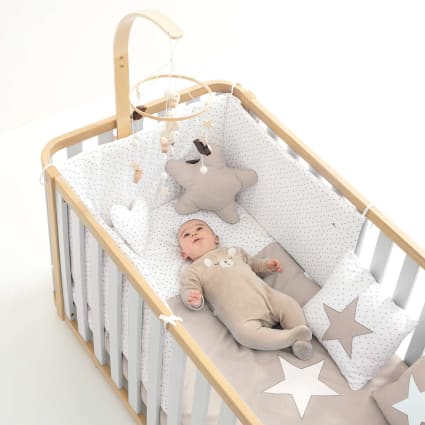 Support Mobile Bébé Rotatif En Bois - Design Nuage Blanc Pour Lit, Parc Ou Table à Langer - 9