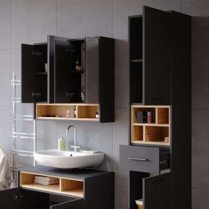 Meuble sous vasque simple Beatrice Gris 80x64cm Vicco | Gris | 80x64x40 cm | 406673124878003
