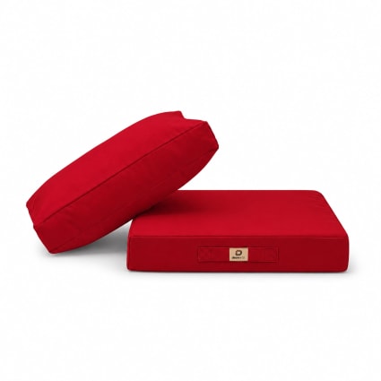 Cuscino Per Panca Da Giardino Con Schienale - Set Bifacciale | Impermeabile, Lavabile, Antisporco | Colore Rosso, Misura 110x60x50 Cm