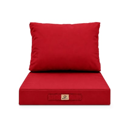 Cuscino Per Panca Da Giardino Con Schienale - Set Bifacciale | Impermeabile, Lavabile, Antisporco | Colore Rosso, Misura 110x60x50 Cm