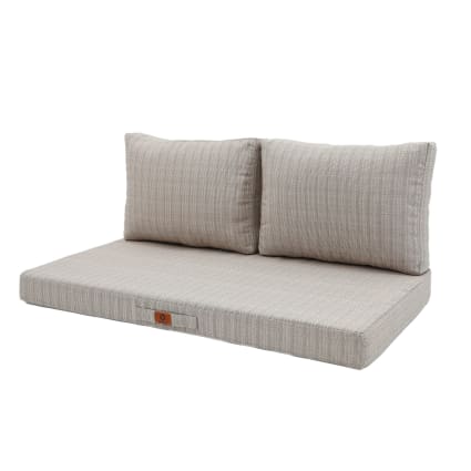 Lot 3 Coussins Déhoussables Beige Chiné Salon De Jardin - Assise 100x50cm + 2 Dossiers 100x35cm - Déco Arts