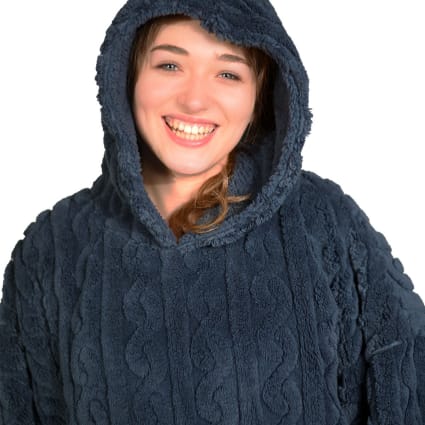 Poncho polaire doux chaud Bleu Nuit taille unique Warm wool