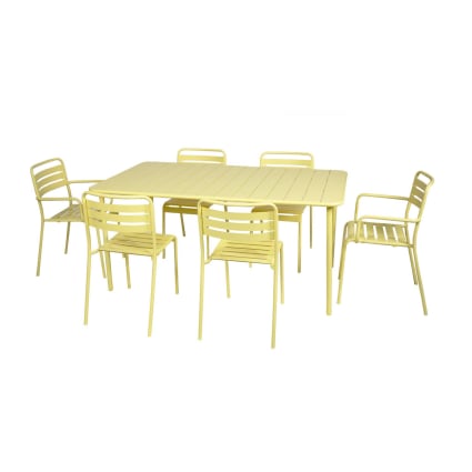 Tavolo Da Giardino Amelia 160x90x72.5 Cm In Acciaio – 6-8 Posti, Antiruggine, Design Con Doghe E Drenaggio Pioggia – Colore Verde