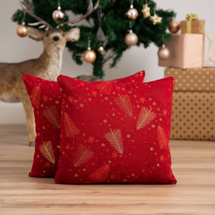 Lot De 2 Housses De Coussin Noël Rouge Foncé 50x50 Cm - Déco De Saison - Pour Canapé, Lit, Salon