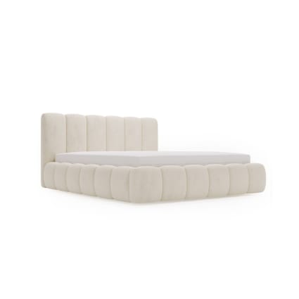 Lit rembourré avec rangement velours beige 160x200 Cloud | Maisons du Monde