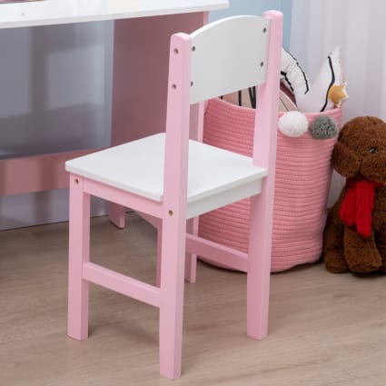 Set Tavolo E Sedia Per Bambini 5-8 Anni In Legno, Con Lavagna Bianca E Spazio Portaoggetti - Bianco E Grigio