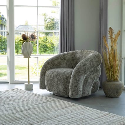 Fauteuil design coquillage Arielina Tissu bouclette Marron