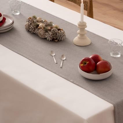 Tovaglia Runner Da Tavola 120x160 Cm In Tessuto Grigio - Antimacchia, Facile Da Lavare, Eco-Friendly, Öko Tex