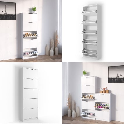 Meuble à Chaussures - Kesper - Blanc - Siège Fonctionnel - 2 étagères