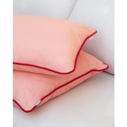 DiMio 2er Set Samt-Sofakissen 40x40 Cm - Rosé Dekokissen Mit Reißverschluss