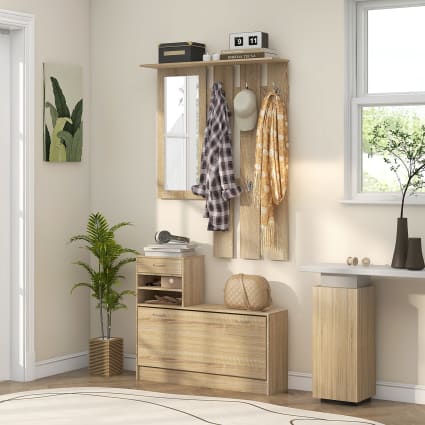 Appendiabiti Angolare da Terra 50x50x183 cm in Legno e Acciaio con Panca e Scarpiera Marrone – acquista su Giordano Shop