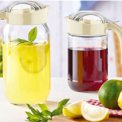 Carafe En Verre OMAGO 1,2 L - Pour Eau, Limonade, Jus, Compote - Bec Verseur Et Poignée Ergonomique
