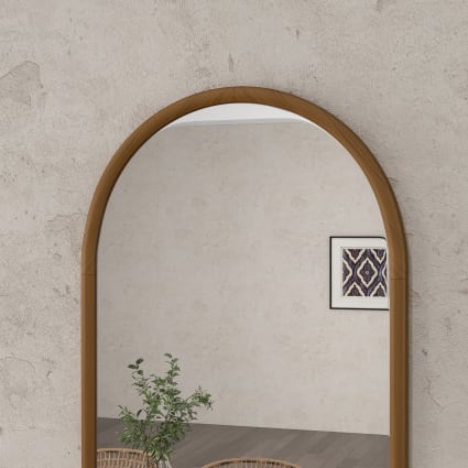 Miroir Mural Arche HOMCOM - 110x65 Cm, Cadre Bois Brun Foncé, Prêt à Accrocher