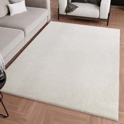 Uni-Teppich Kurzflor Beige Elfenbein hohe Dichte 160x230 Whog