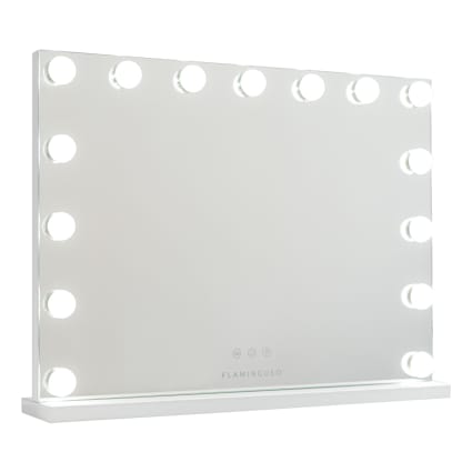 Miroir de maquillage 15 led métal 58x43x12cm blanc | Maisons du Monde