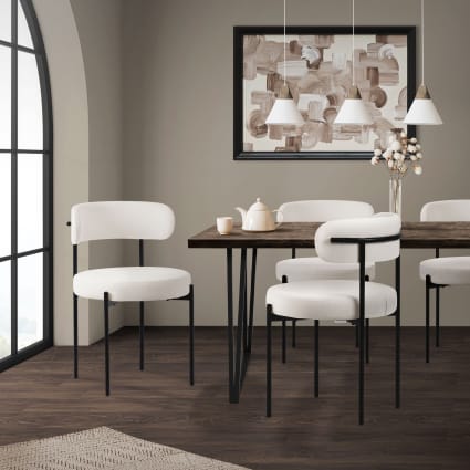 Set 4 Sedie Da Pranzo In Tessuto Ciniglia, Gambe Legno, 50,5x40x78 Cm, Grigio