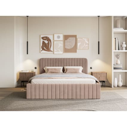 Lit bois design tête de lit capitonnée Hamilton Choix Dimensions 140x200 cm