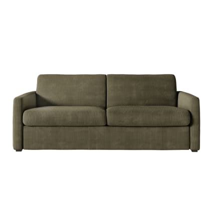 Canapé convertible express 3 places en velours côtelé vert 140x190cm Agathe | Maisons du Monde