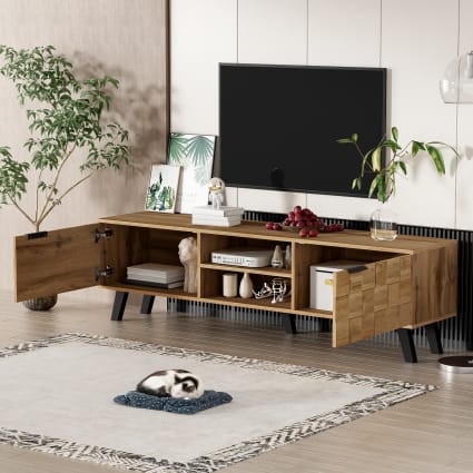Mobile TV moderno effetto legno con ante e vani Maisons du Monde