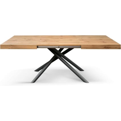 Mesa de madera efecto roble, base antracita, ext.160x90-240x90cm-Carrara cropped-1