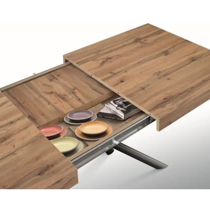 Mesa de madera efecto roble, base antracita, ext.160x90-240x90cm-Carrara cropped-3