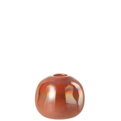 Vase Boule En Terre Cuite Vernissée - 15 Cm De Diamètre, 14,5 Cm De Haut