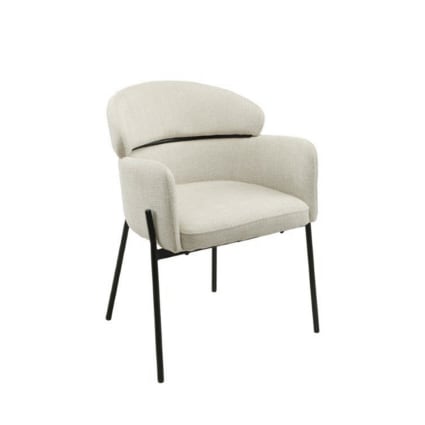 Gepolsterter Stuhl mit hoher Rückenlehne und Armlehnen beige Samy