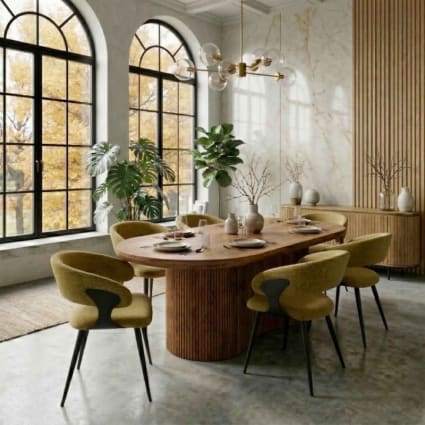 Ovaler Esstisch für +12 Personen 300 cm Massivholz Seville