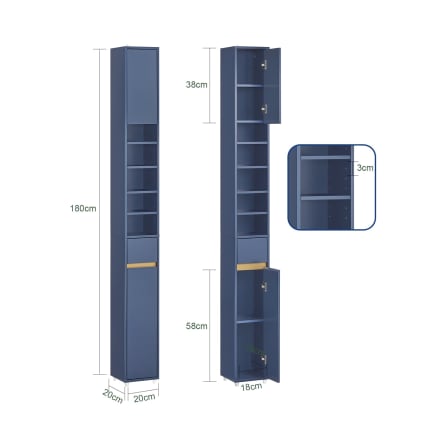 Armadietto basso 60x102h cm in acciaio verniciato blu petrolio con 2 ante - Latino