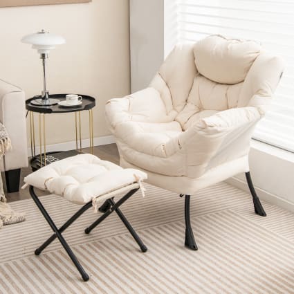 Repose-pieds, Repose-pieds Pliant, Repose-pieds Ottoman, Pied en X Pliable, Repose-pieds Multifonctionnel Moderne avec Coussin Doux pour Salon, Chambre à Coucher, Bureau, Repose-pieds en X,(Café