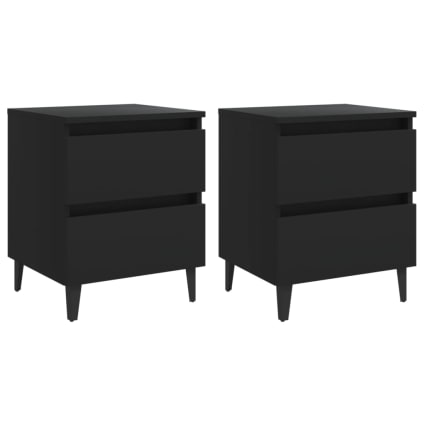 Set di 2 comodini in legno multistrato nero 40x35x50 cm