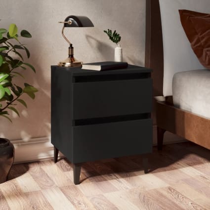 Set di 2 comodini in legno multistrato nero 40x35x50 cm cropped-1
