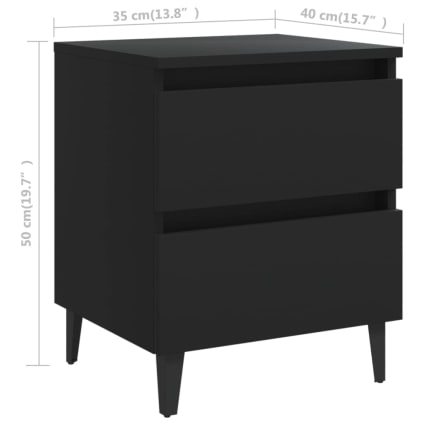 Set di 2 comodini in legno multistrato nero 40x35x50 cm cropped-7
