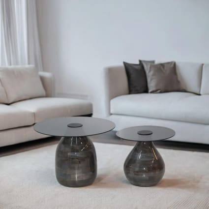 Table Basse Design En Verre Luna – 80cm – Argent – Paris Prix – Neuve