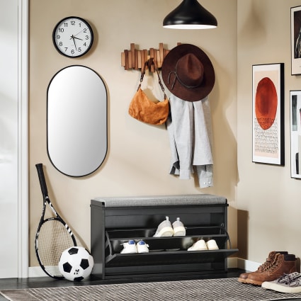 Panca Portascarpe Con Cuscino E Contenitore Regolabile Per Ingresso 40x39x29 Cm