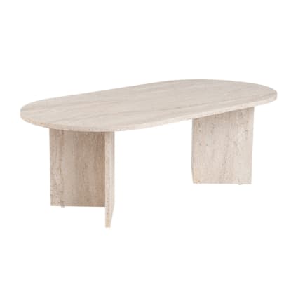Table basse effet travertin et bois 100x60cm - Beige Lipali | Maisons du Monde