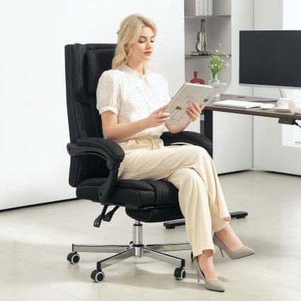 Chaise De Bureau Ergonomique Vinsetto, Hauteur Réglable, Avec