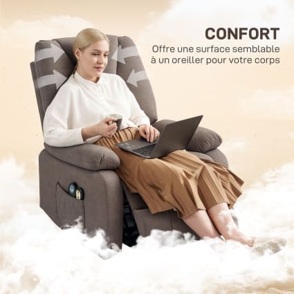 Fauteuil Relax Inclinable HOMCOM – Repose-pieds Intégré, Microfibre Simili Cuir, Charge 150 Kg – Marron, Pour Salon