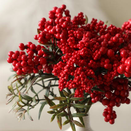 Lot De 100 Baies Artificielles Rouges Givrées Sur Fil De Fer - Décoration Noël, Compositions Florales